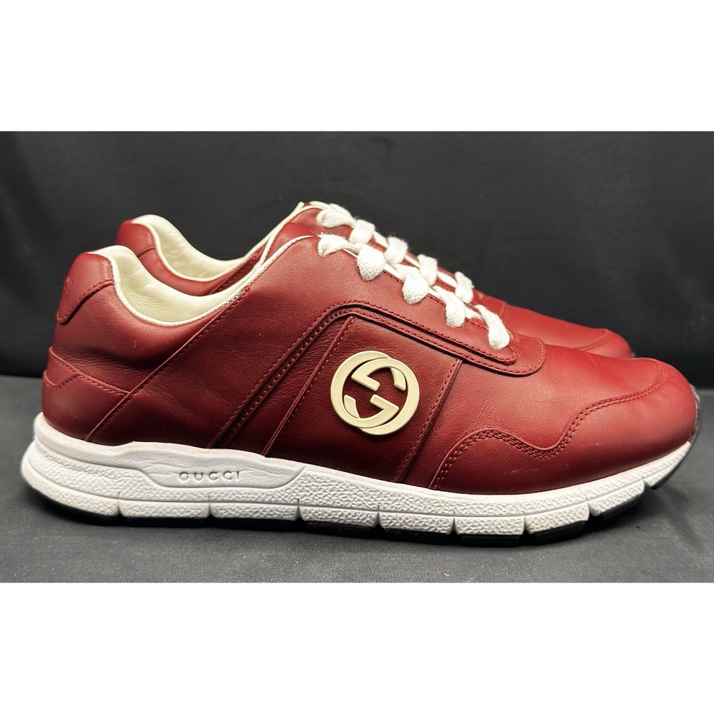 Size 36.5 - Gucci Burgundy Leather Interlocking GG Low Top Sneakers Classic